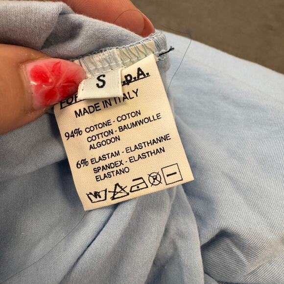 Vintage Y2K Fornarina Made In Italy Cross Embossed Puff Baby Tee Blue Pink Small - Picture 4 of 6